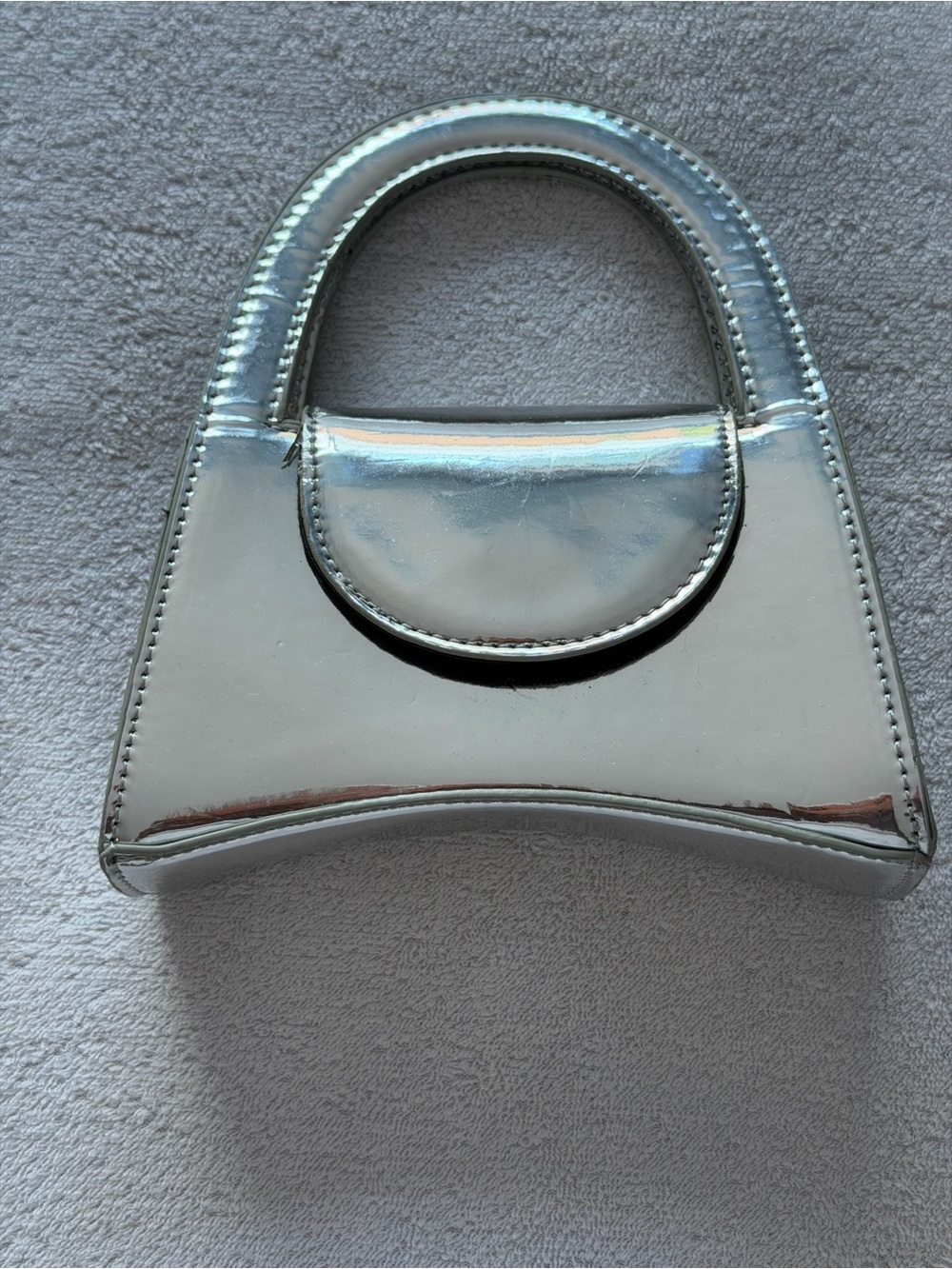 Forever 21 Silver Mirror Mini Top Handle Bag Crossbody Y2K Party Purse